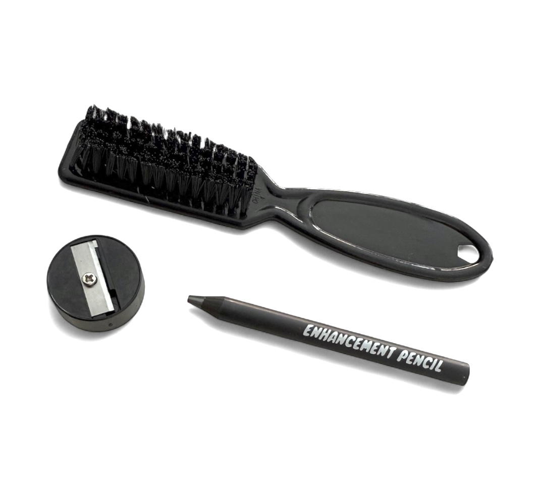 The Enhancement Pencil Kit including the pencil, brush, and sharpener.