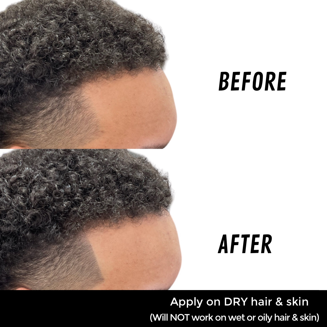 Before and after on a temple fade.