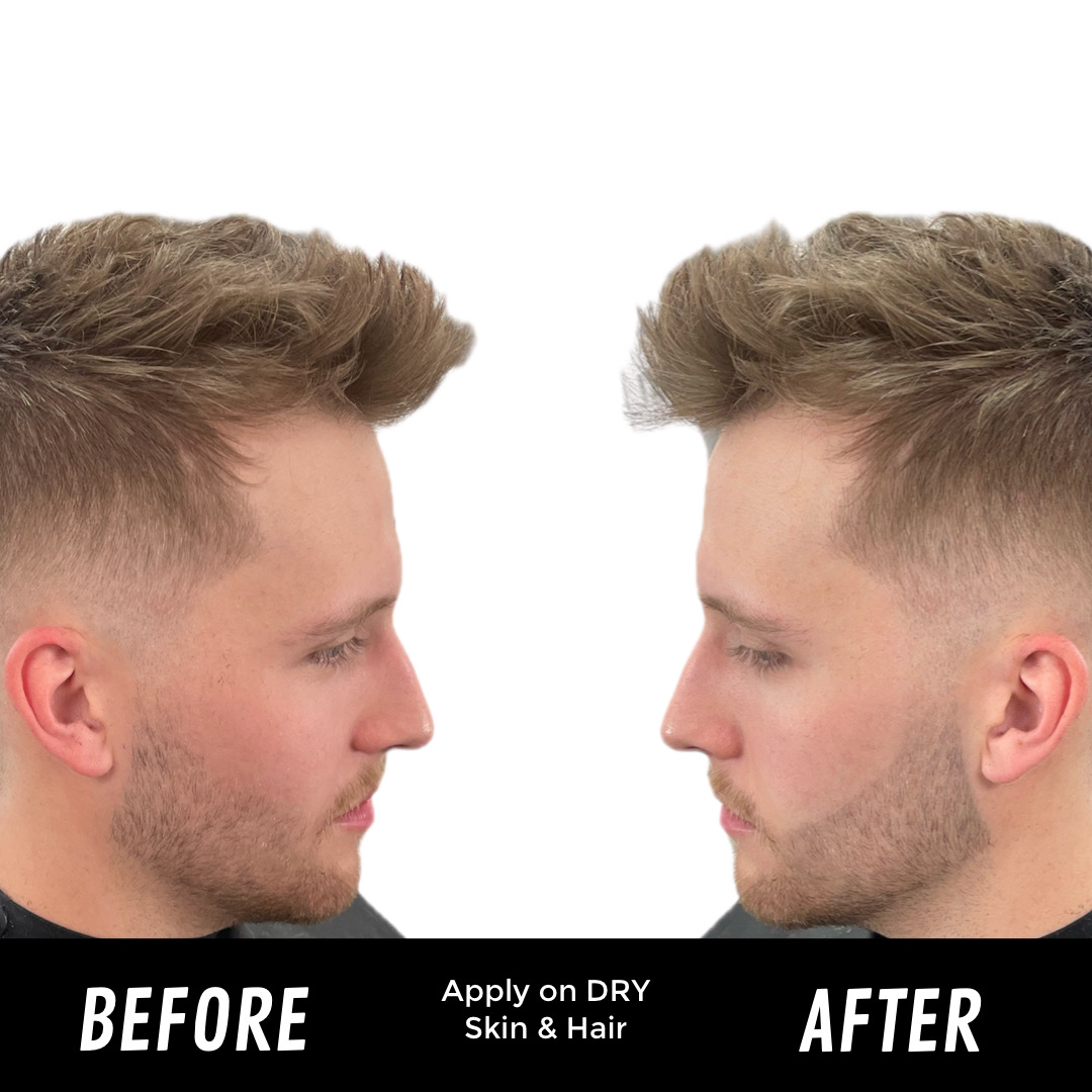 Before and after on light hair.